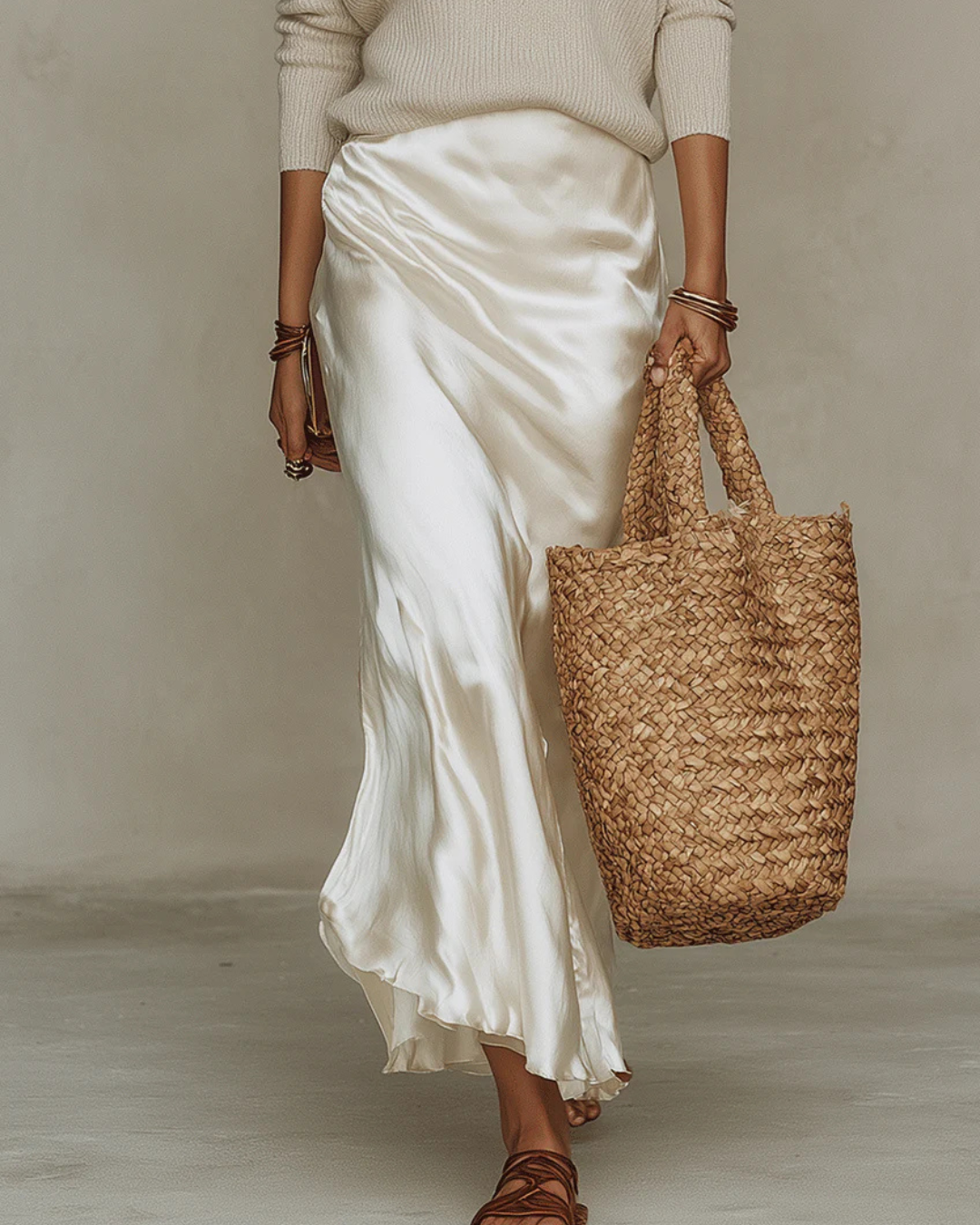 Nora | Robe midi en satin avec pull