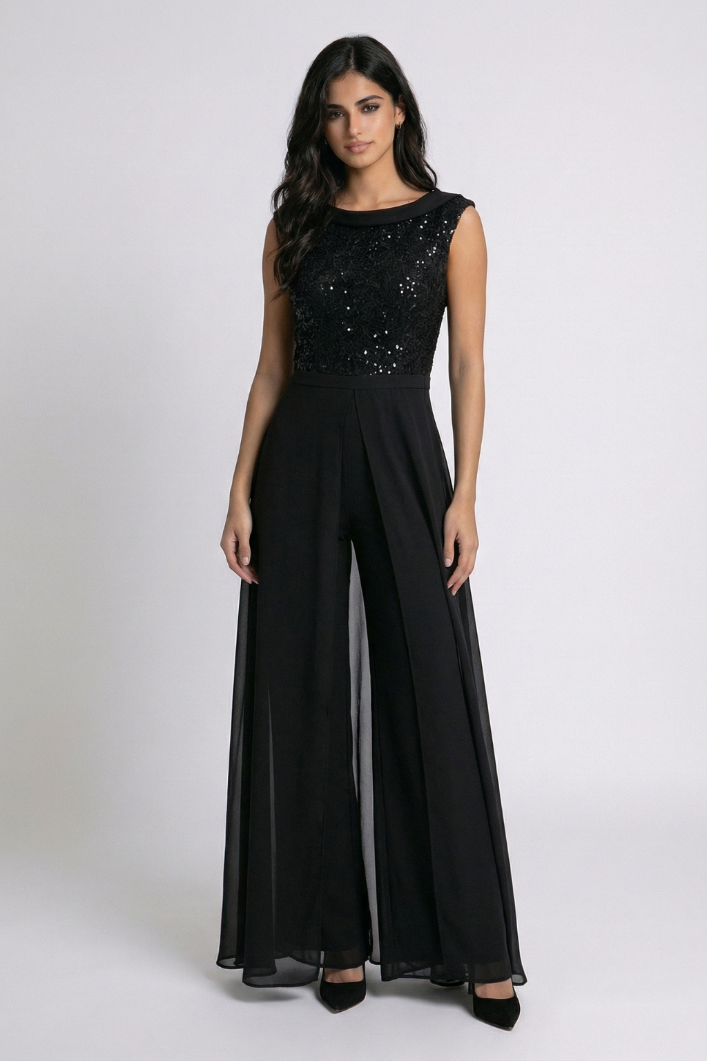 Alessia | Combinaison Longue Noire Pailletée