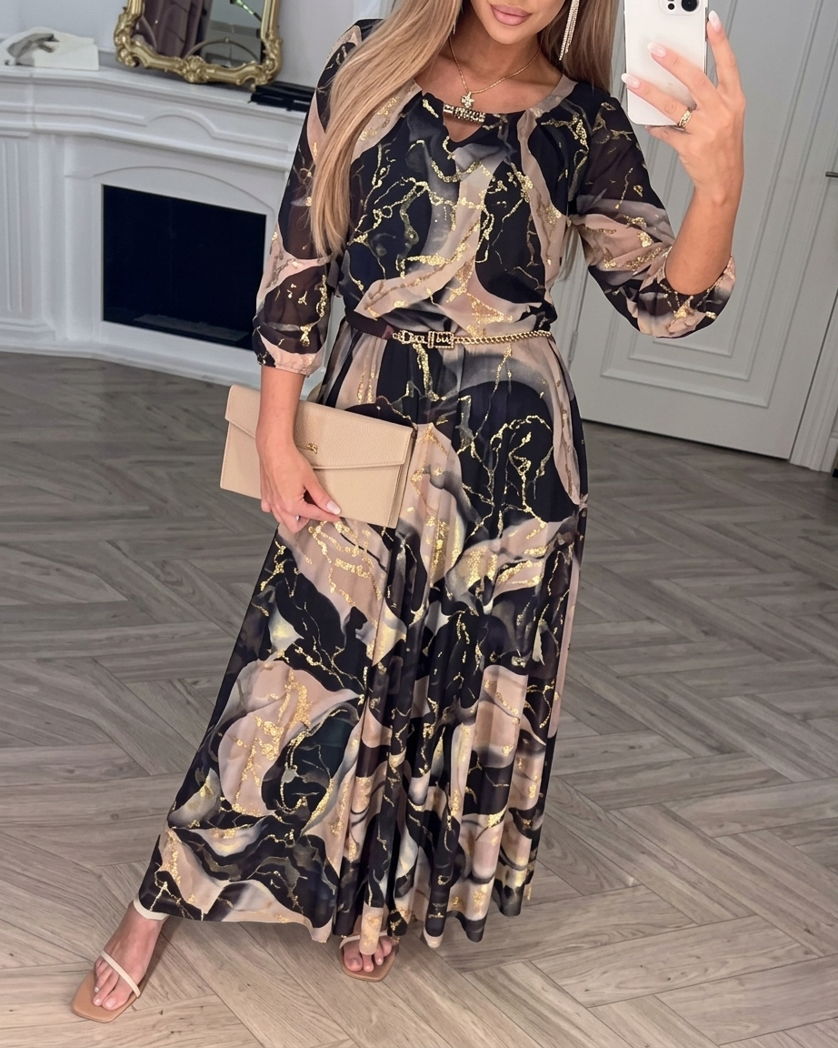 Robe en mousseline de soie imprimée