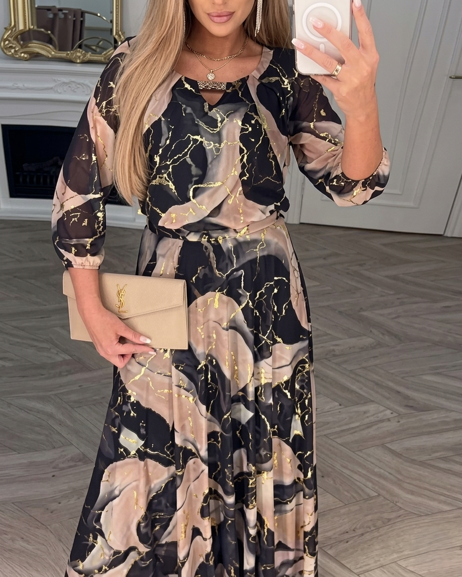 Robe en mousseline de soie imprimée