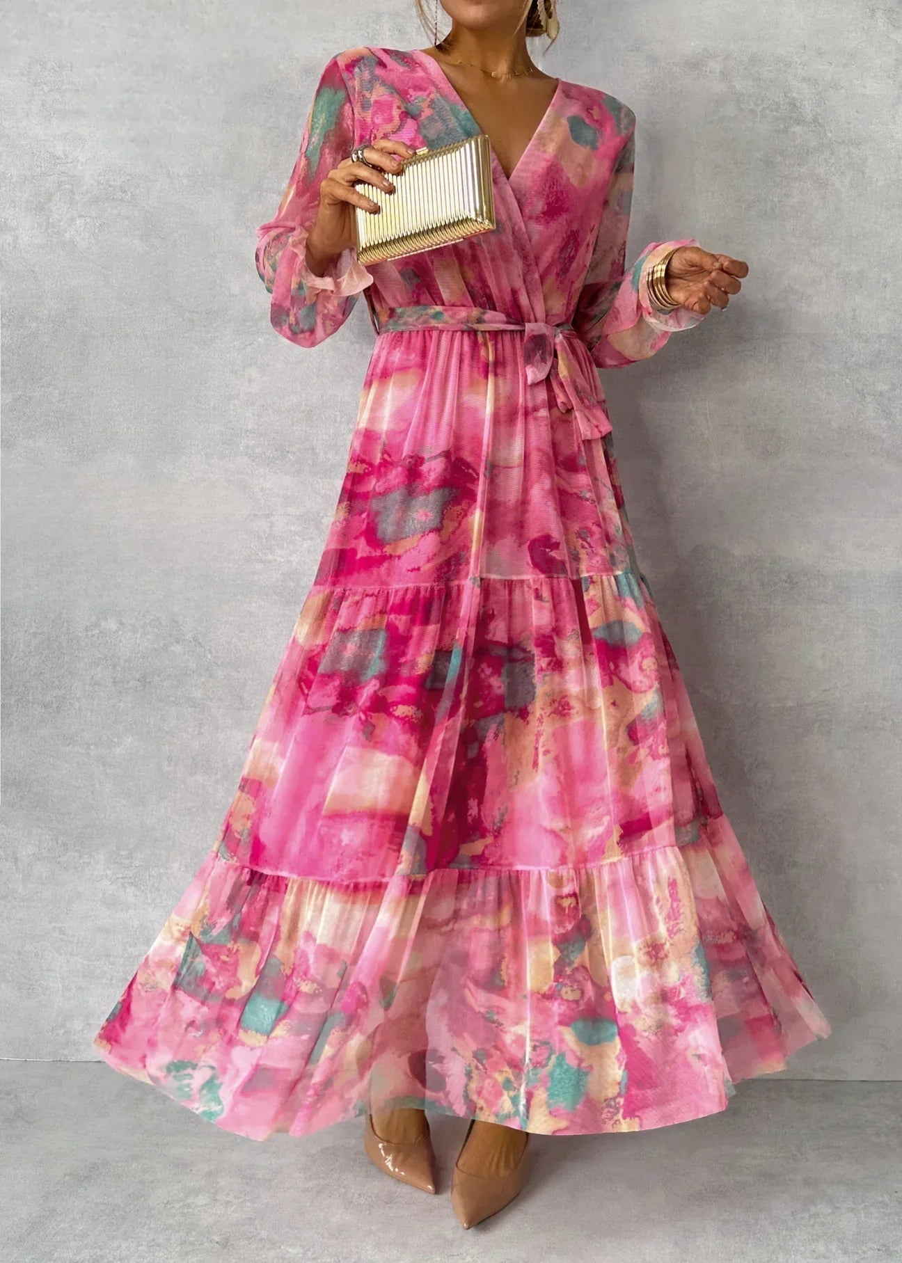 Daniela - Robe Cache-cœur Florale Élégante