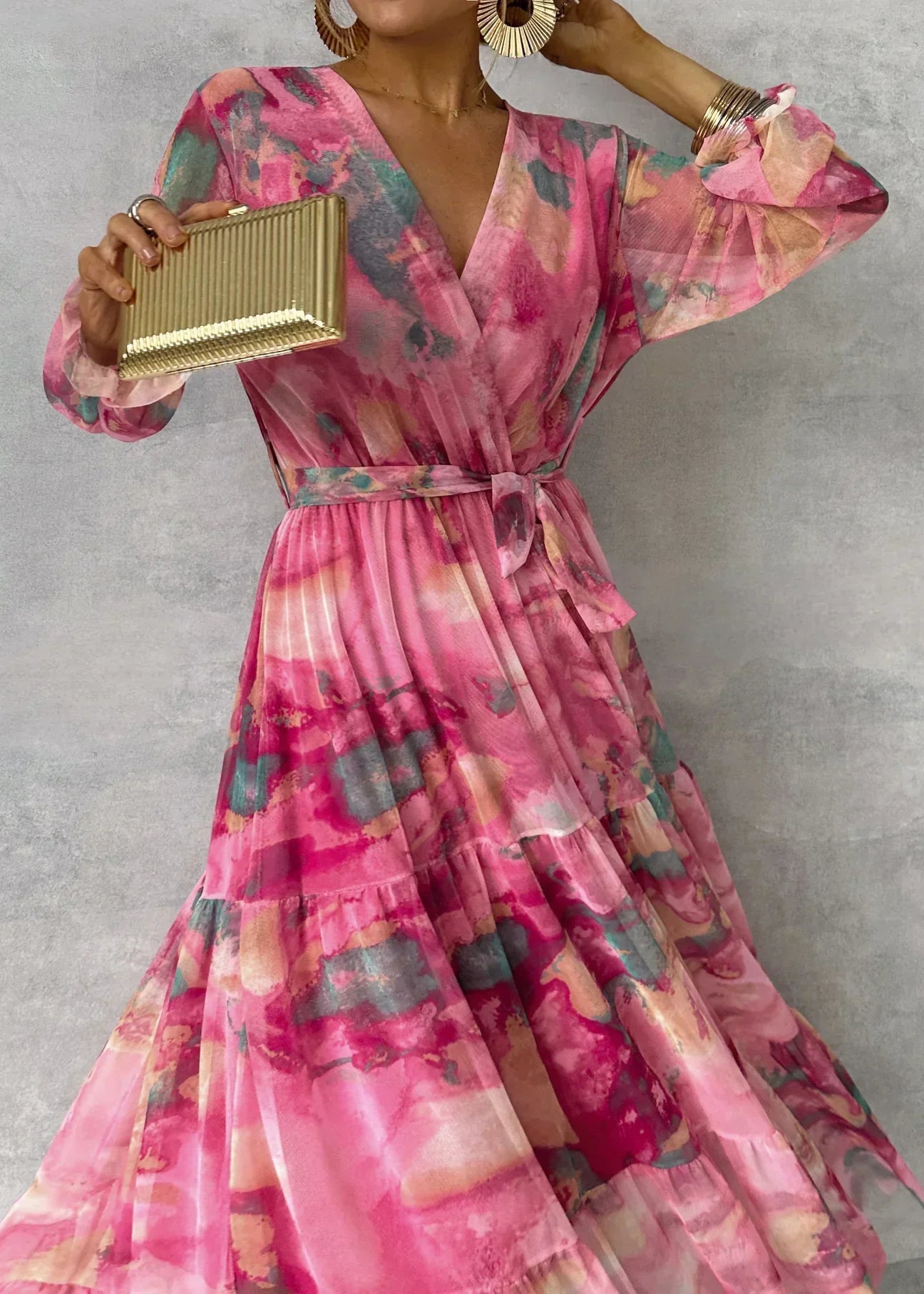 Daniela - Robe Cache-cœur Florale Élégante