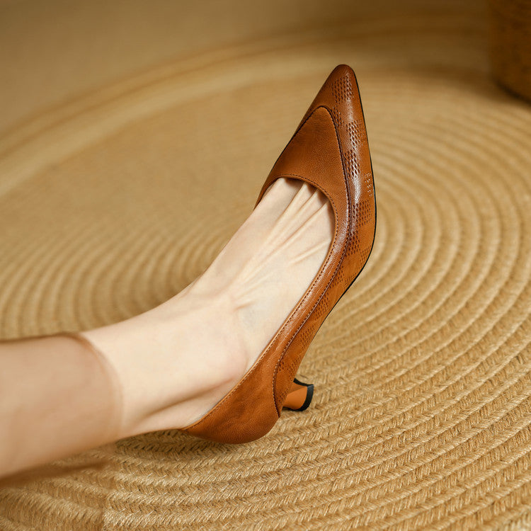 Chaussures à Talon Haut en Cuir Véritable Belle