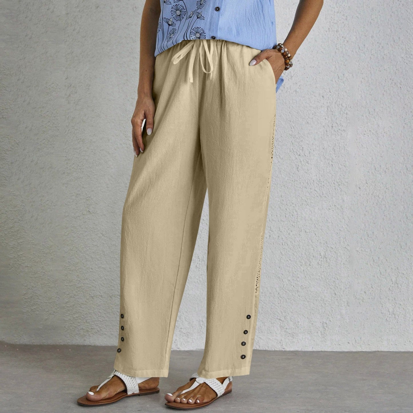 Shania - Pantalon relaxed à boutons