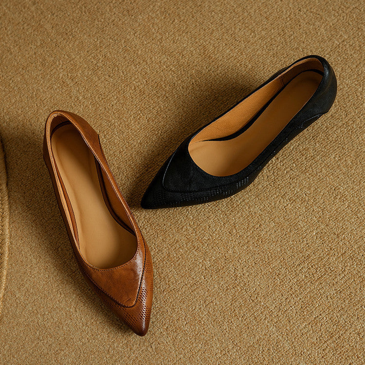 Chaussures à Talon Haut en Cuir Véritable Belle