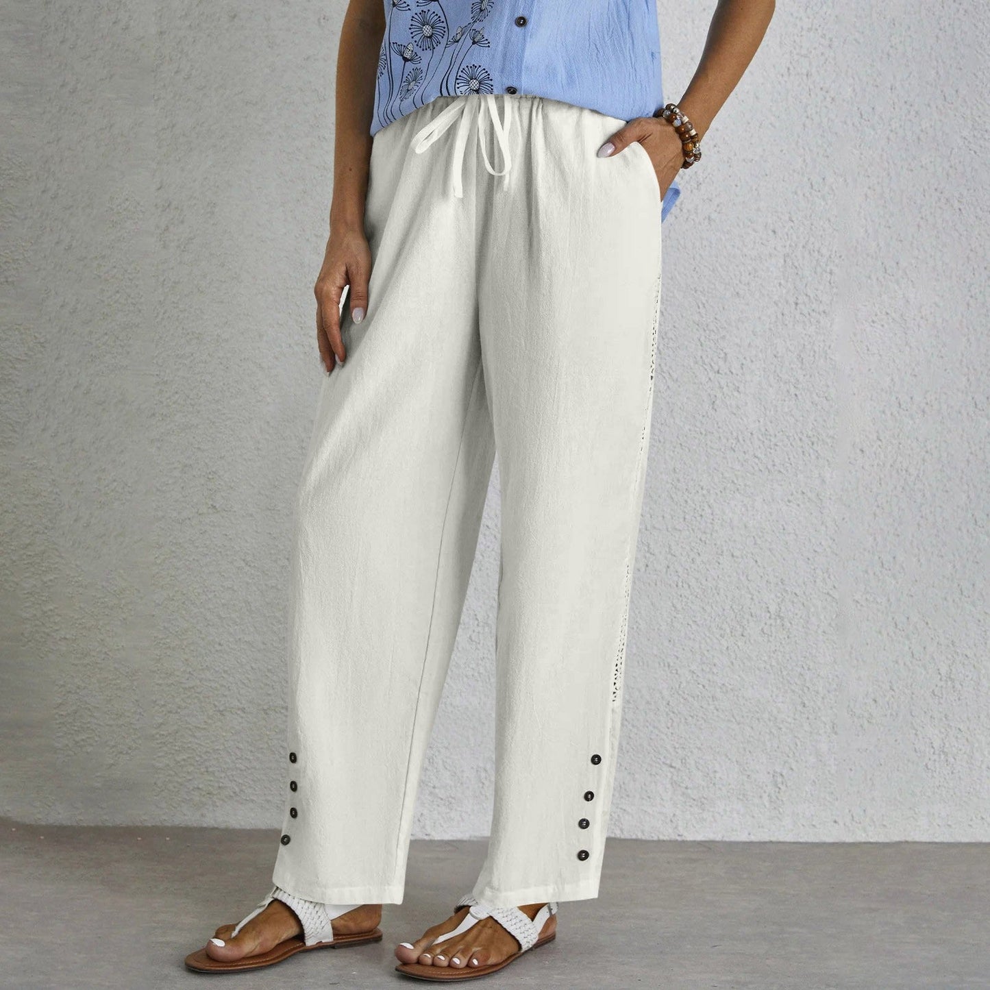 Shania - Pantalon relaxed à boutons