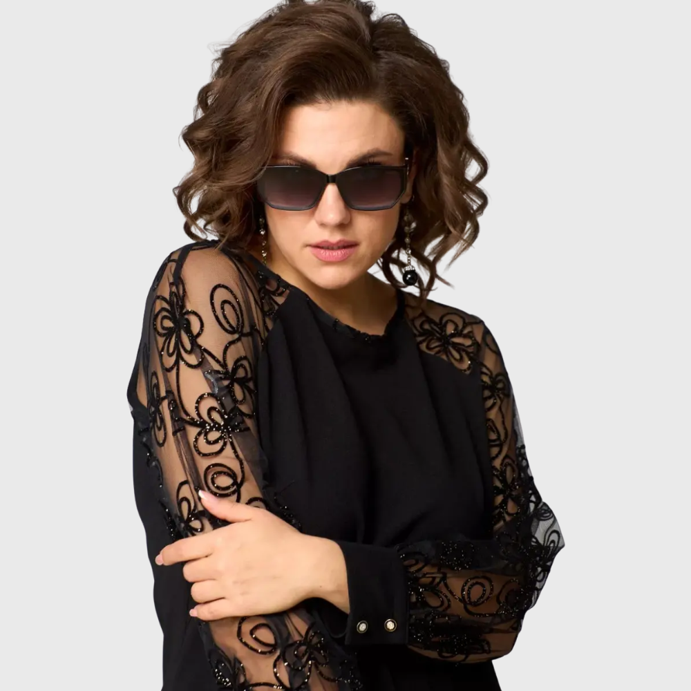 Lauren - Élégante robe en dentelle noire pour femme