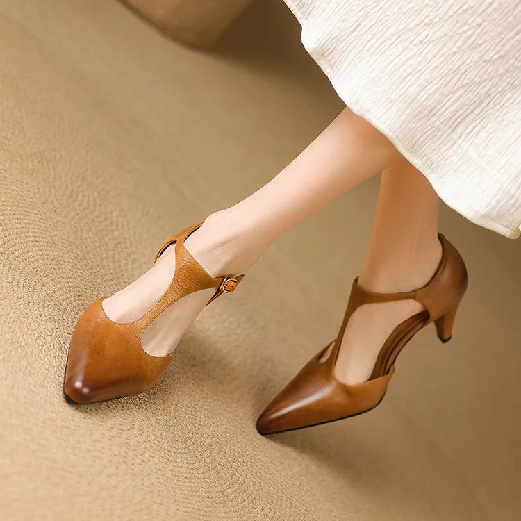 Talons Hauts en Cuir Véritable Triana