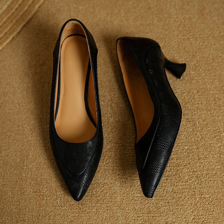Chaussures à Talon Haut en Cuir Véritable Belle