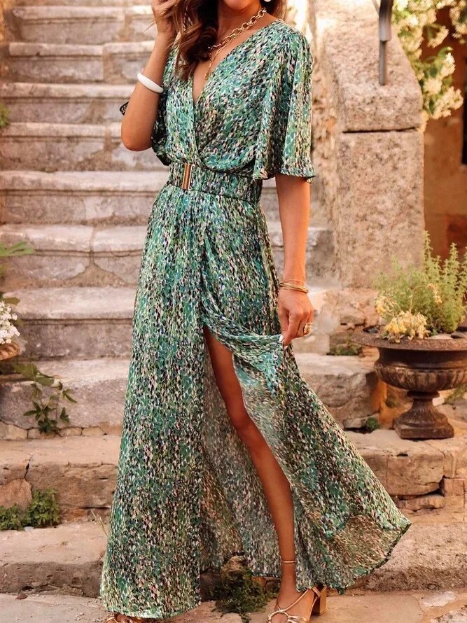Dione™ Robe longue ceinturée printemps/été (Édition Limitée)