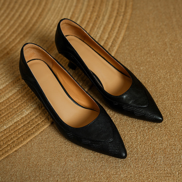 Chaussures à Talon Haut en Cuir Véritable Belle