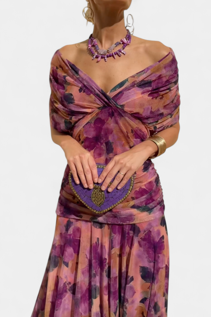 Alondra Robe Longue à Imprimé Floral Fantaisie et Col en V