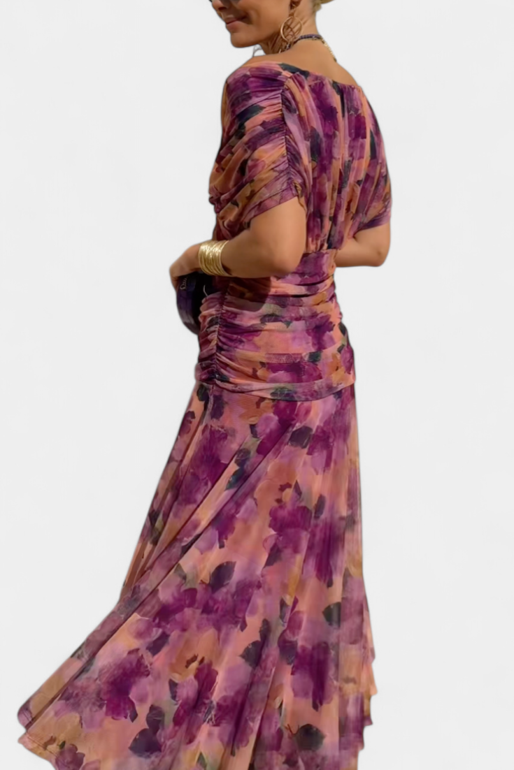 Alondra Robe Longue à Imprimé Floral Fantaisie et Col en V