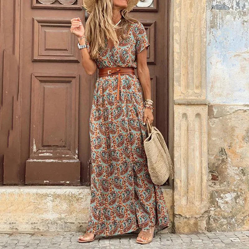 Robe longue bohème chic en viscose légère
