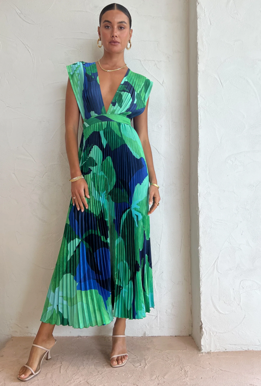 Robe Evangelina™ plissée dans des tons de bleu