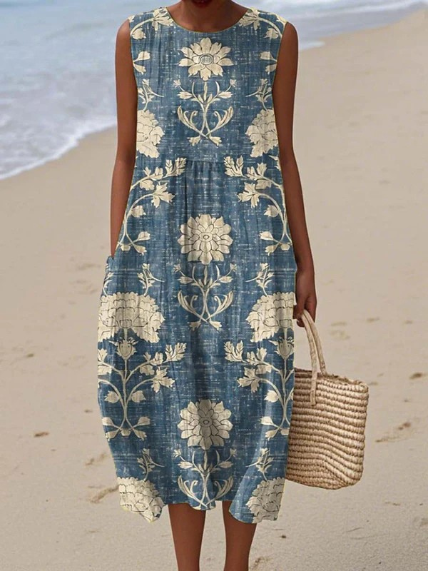Harper | Robe midi évasée sans manches