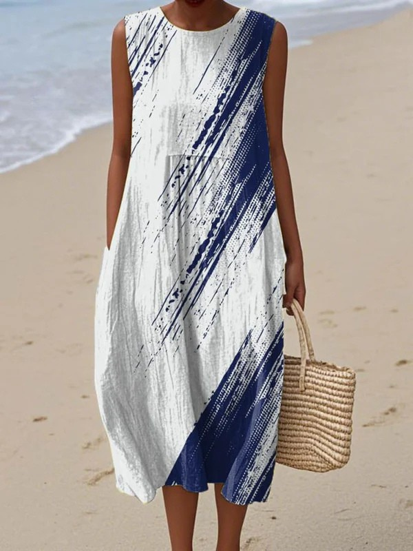 Camila | Robe longue sans manches coupe trapèze