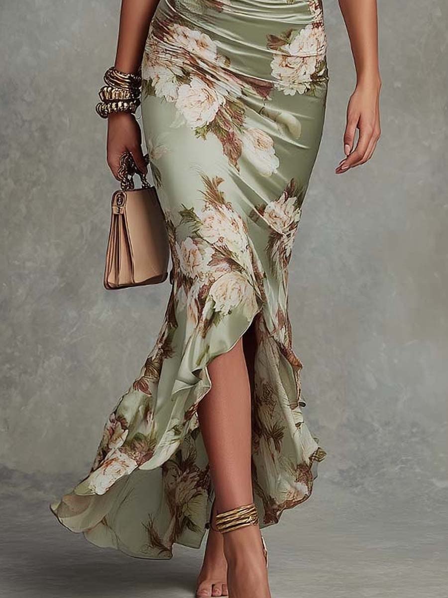 Livia | Robe Longue Satin Vert