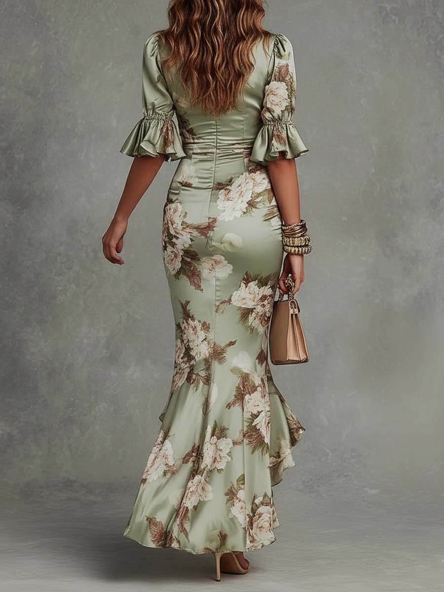 Livia | Robe Longue Satin Vert