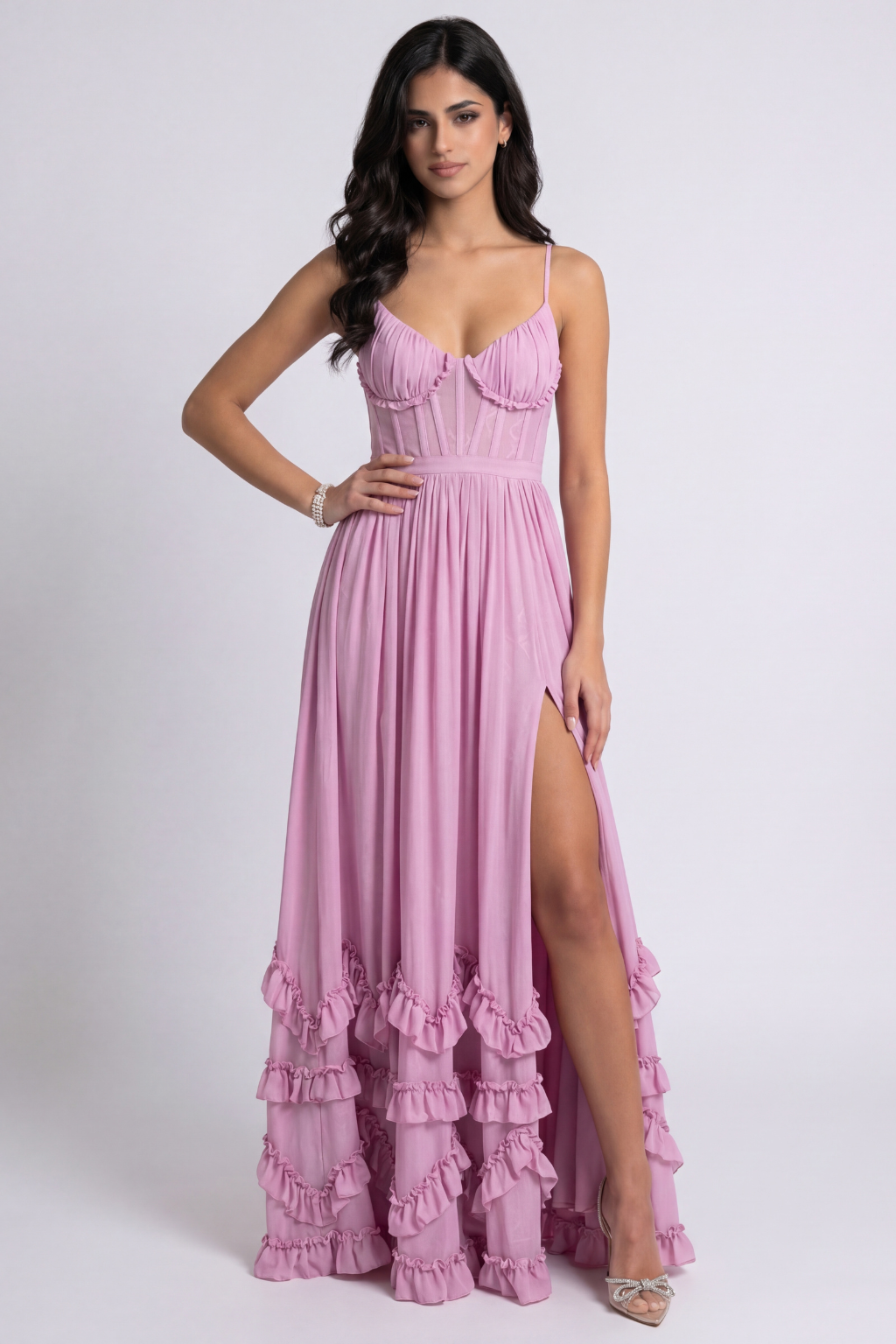 Nira | Robe longue rose mauve