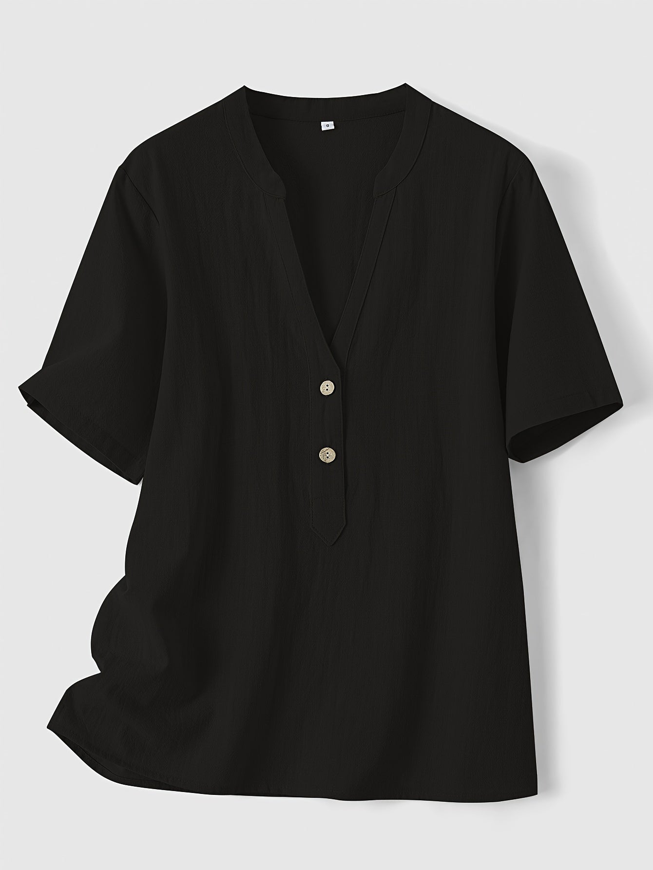 Blouse élégante à col en V et boutons en bois