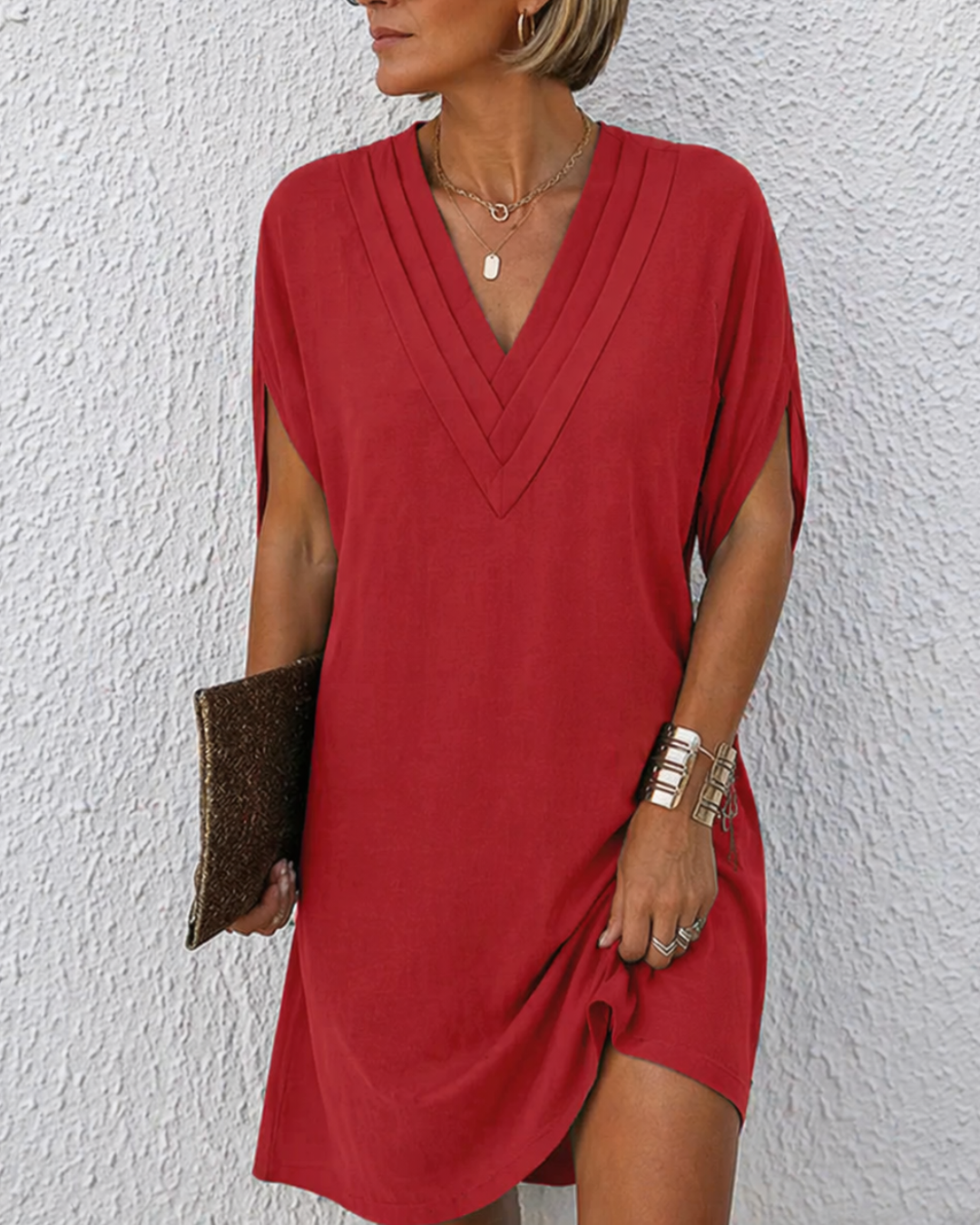 Valentina | Robe midi à col en V et détail croisé