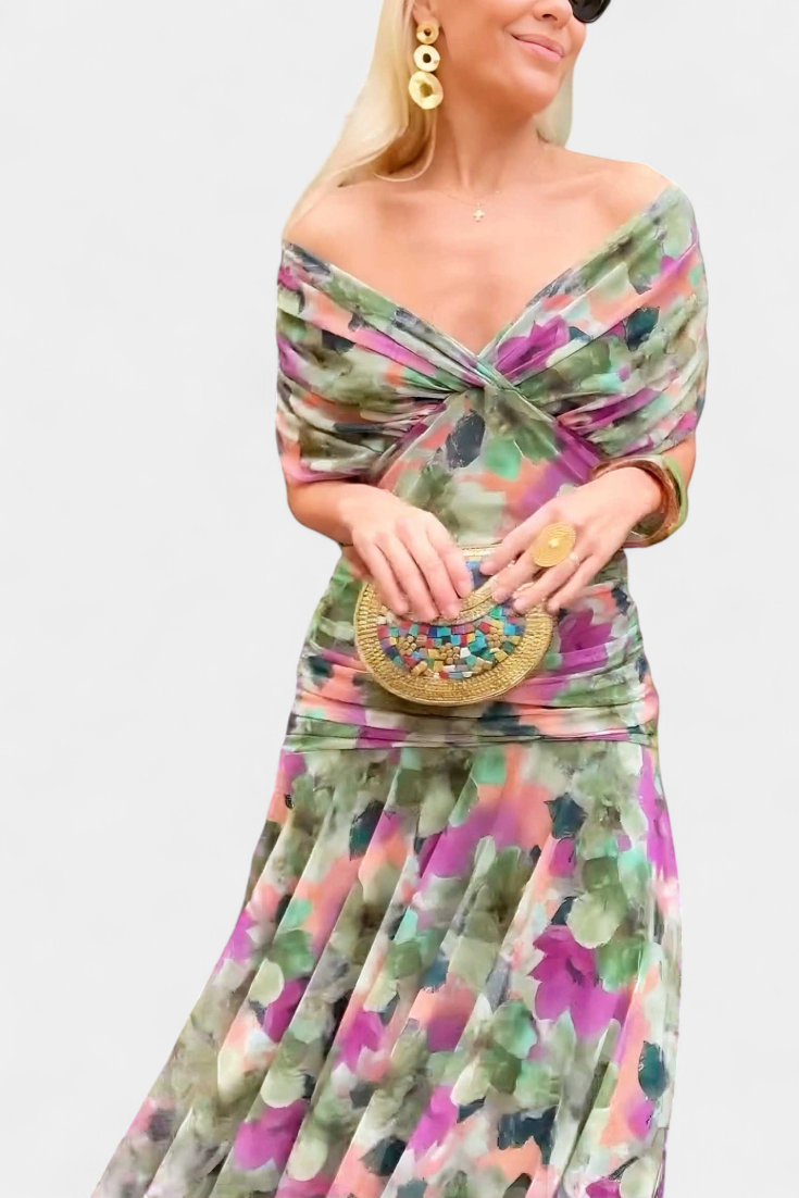 Alondra Robe Longue à Imprimé Floral Fantaisie et Col en V