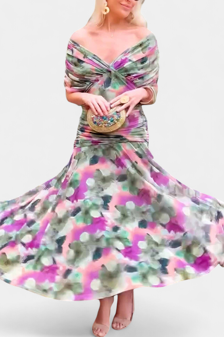 Alondra Robe Longue à Imprimé Floral Fantaisie et Col en V