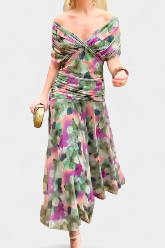 Alondra Robe Longue à Imprimé Floral Fantaisie et Col en V