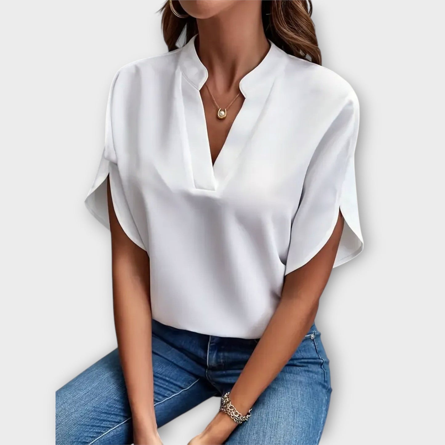 Blouse d'été élégante ample avec col en V