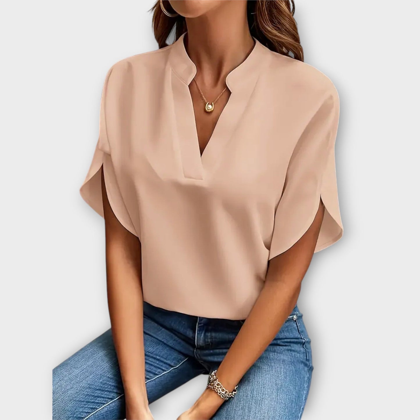 Blouse d'été élégante ample avec col en V