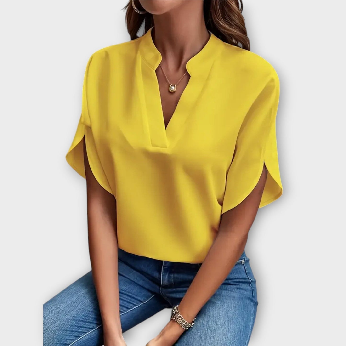 Blouse d'été élégante ample avec col en V