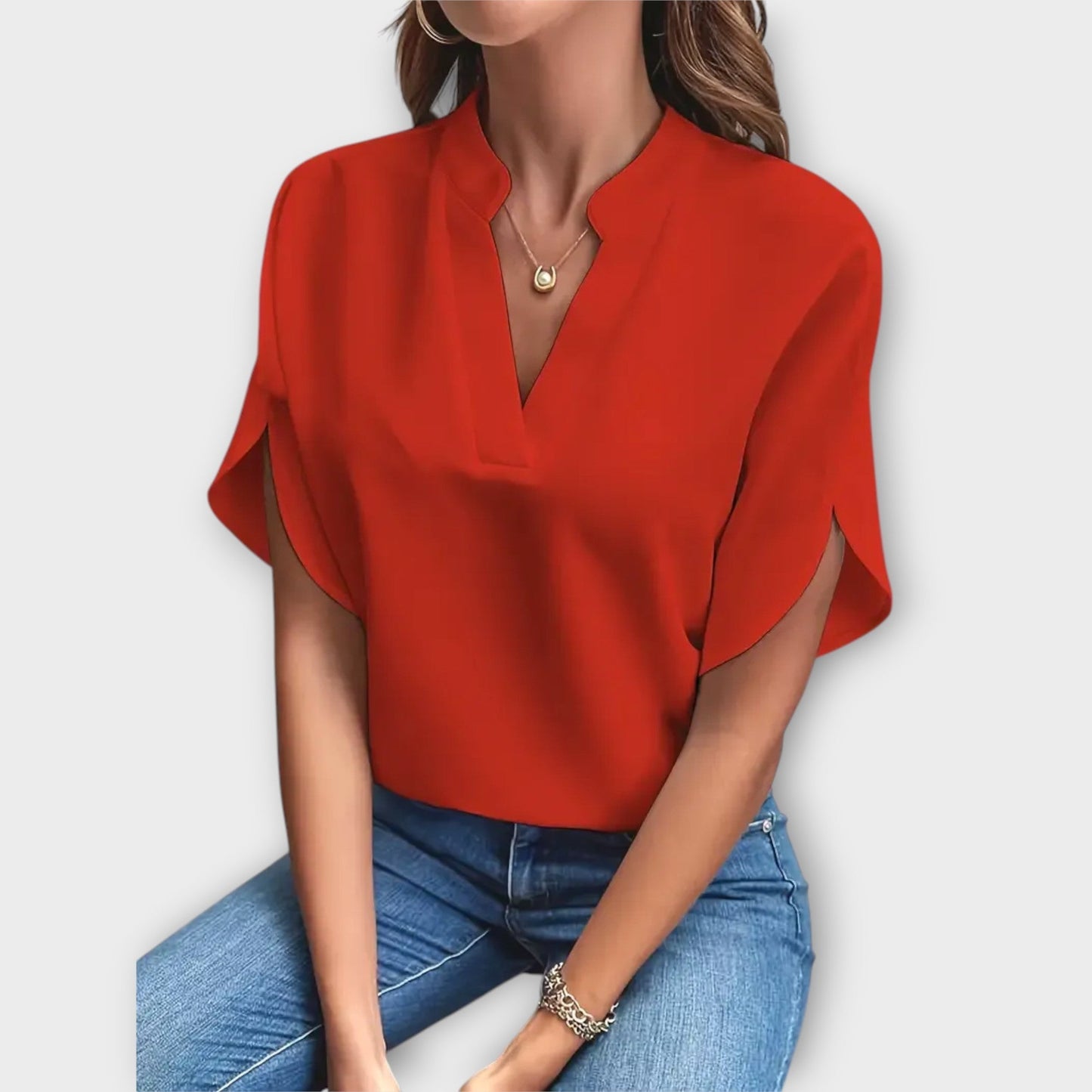 Blouse d'été élégante ample avec col en V