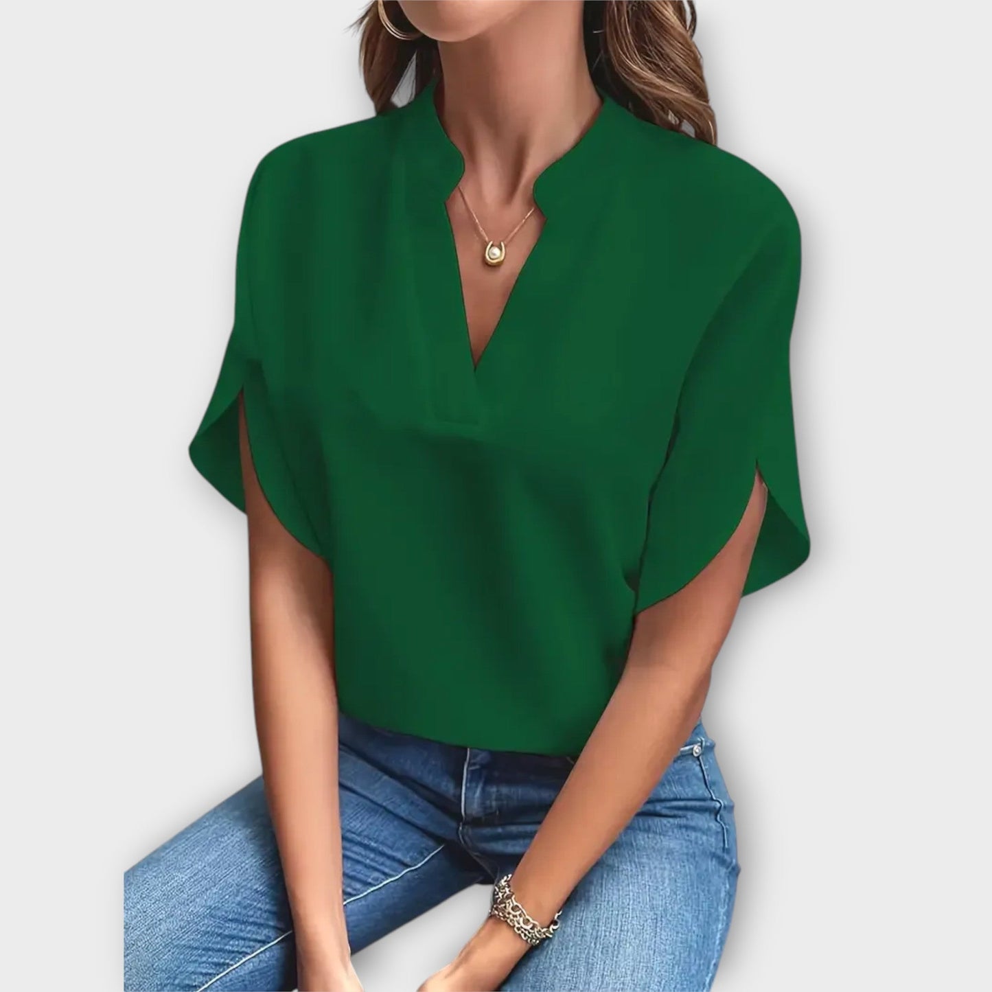 Blouse d'été élégante ample avec col en V