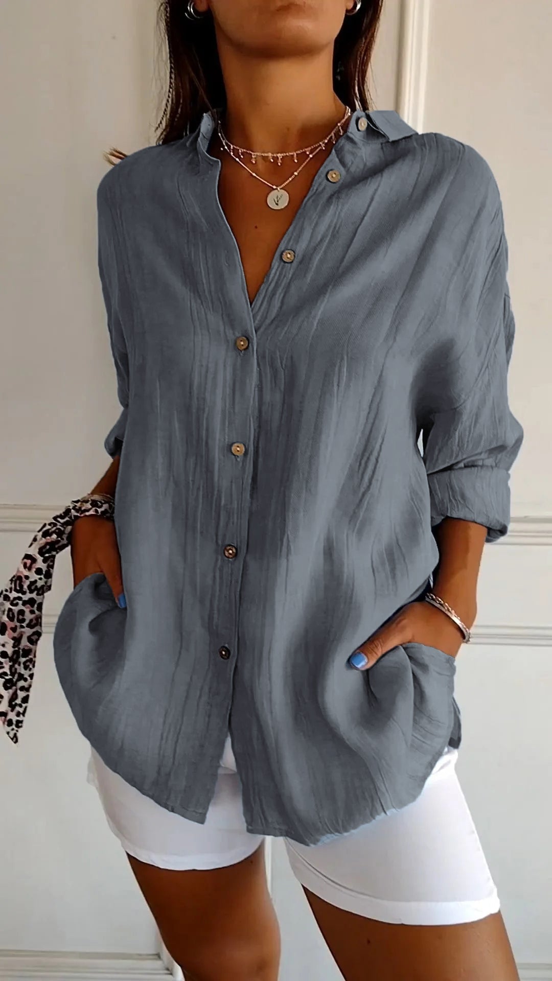 Chemisier plissé classique pour femme - Style élégant