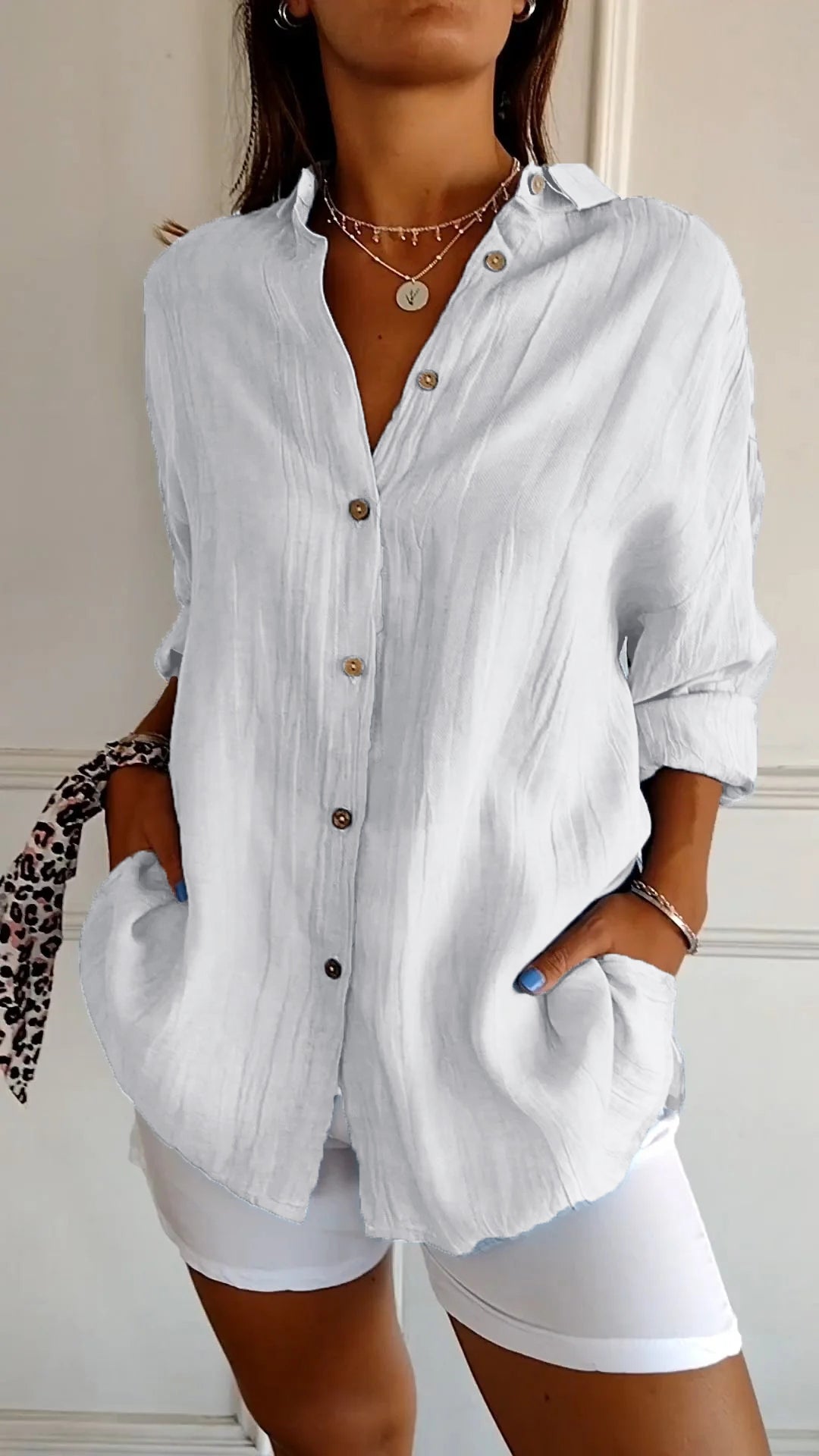 Chemisier plissé classique pour femme - Style élégant