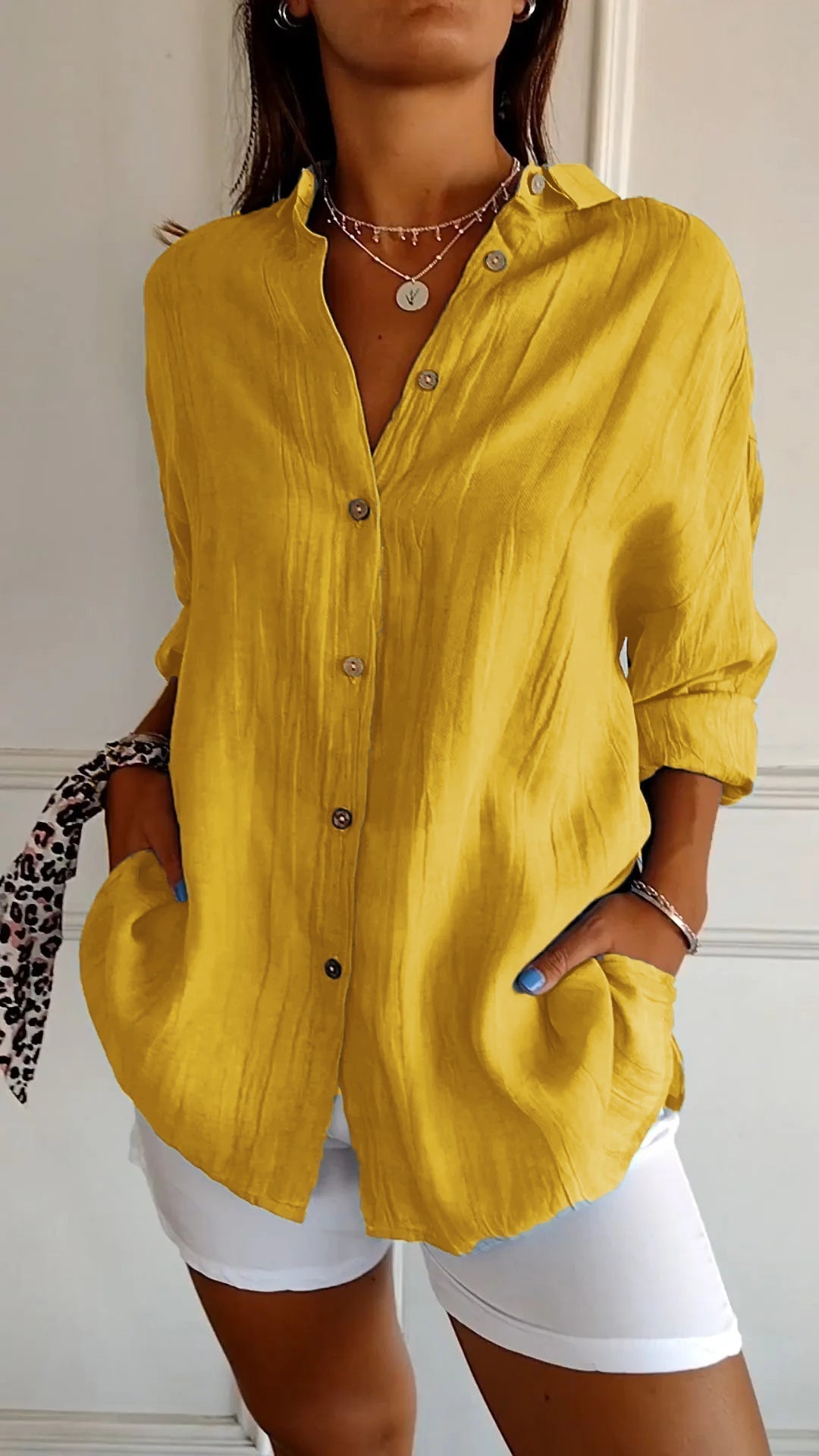 Chemisier plissé classique pour femme - Style élégant