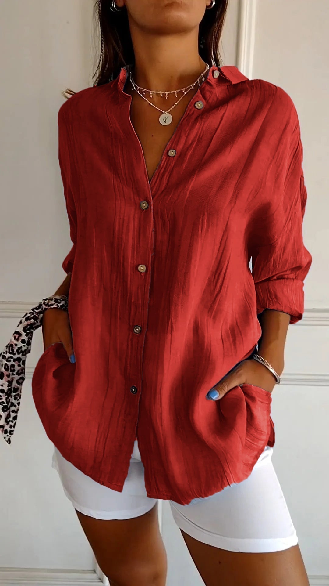 Chemisier plissé classique pour femme - Style élégant