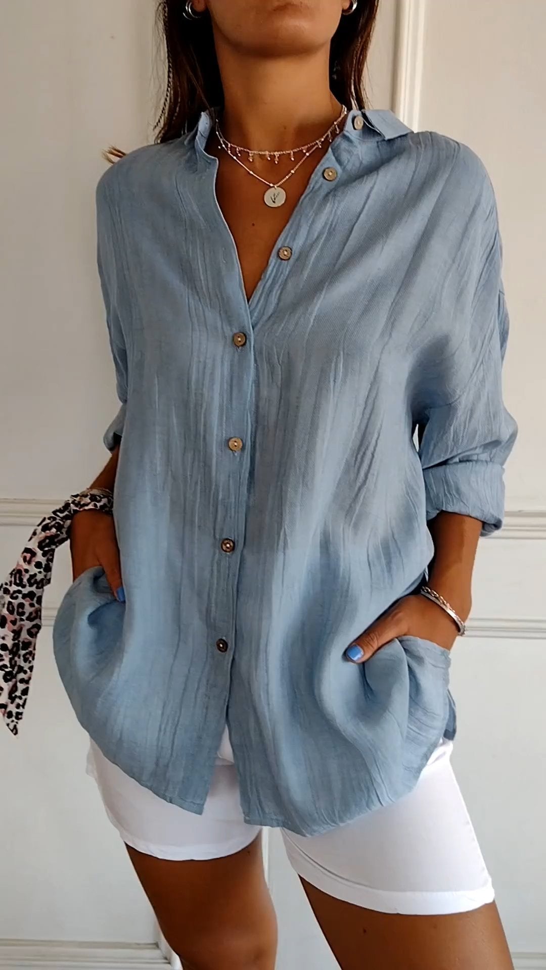 Chemisier plissé classique pour femme - Style élégant