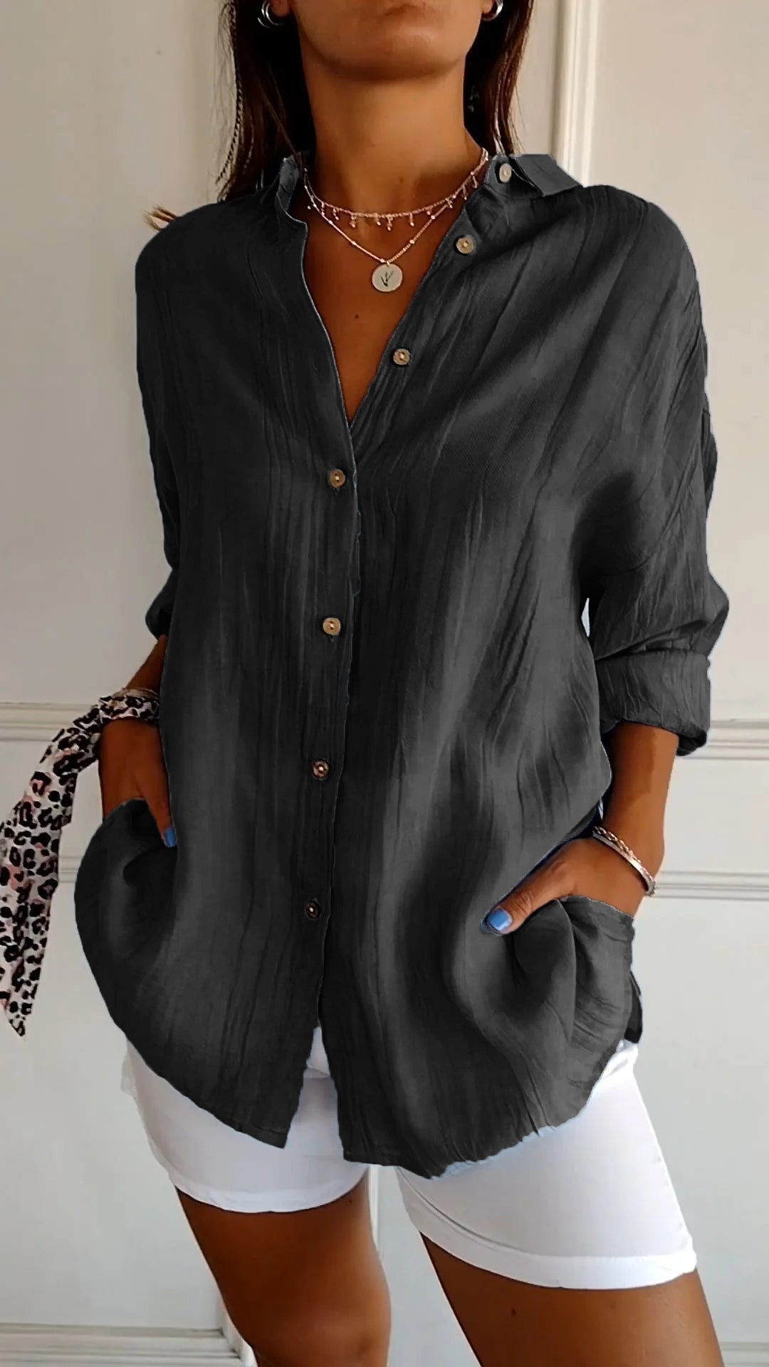 Chemisier plissé classique pour femme - Style élégant